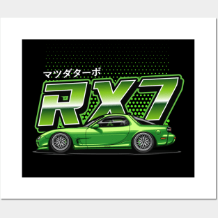 RX7 FD Retro Style (Lime Green) Posters and Art